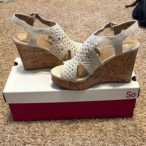 SO taffy natural cork heeled sandals
